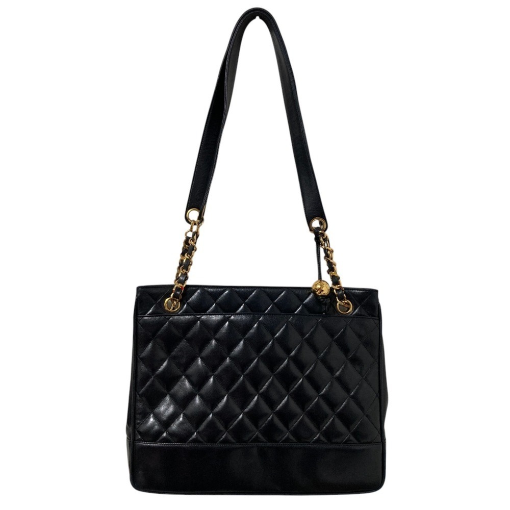 CHANEL Matelassé Lambskin Chain Shoulder Bag Tote Black Women's - Picture 2 of 16